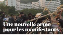 La catapulte, nouvelle arme faite maison par les manifestants à Hong Kong