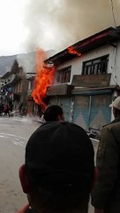 Fire to a market shop in Kargil Ladakh