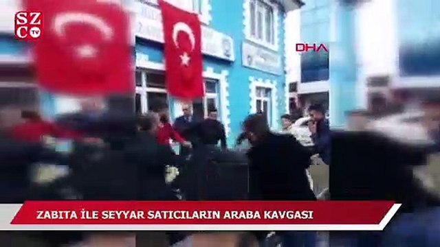 Zabıta ile seyyar satıcıların araba kavgası