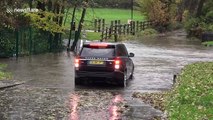 'CAUTION DO NOT CROSS': Indecisive UK driver attempts to drive through deep ford