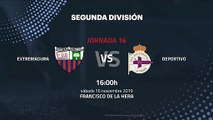 Previa partido entre Extremadura y Deportivo Jornada 16 Segunda División