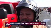 Desalojan escuelas en Neza por volcadura de pipa de gas