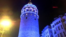 Galata kulesi, dünya diyabet günü'nde maviye büründü