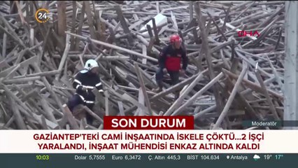 Gaziantep'te cami inşaatında iskele çöktü