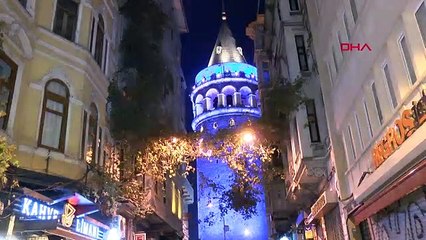 Galata Kulesi maviye büründü! 2 gece sürecek