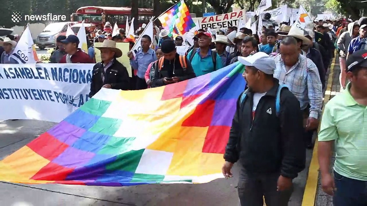 Dozens protest in support of former Bolivian president Evo Morales in Guatemala