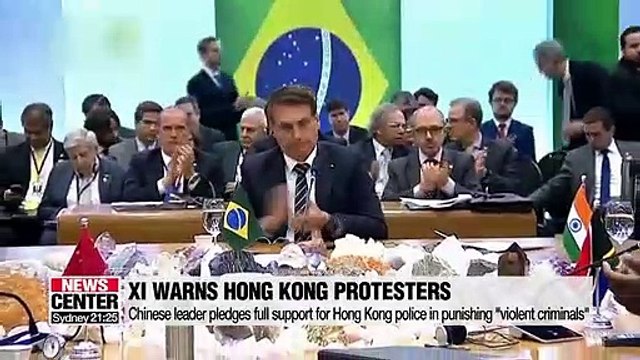 Chinese leader pledges full support for Hong Kong police in punishing violent criminals