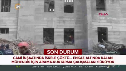 Cami inşaatında iskele çöktü