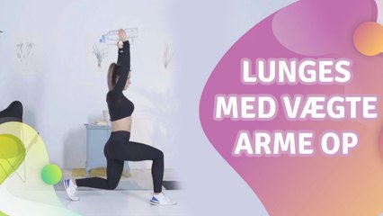 Lunges med vægte, arme op - Bedre Livsstil
