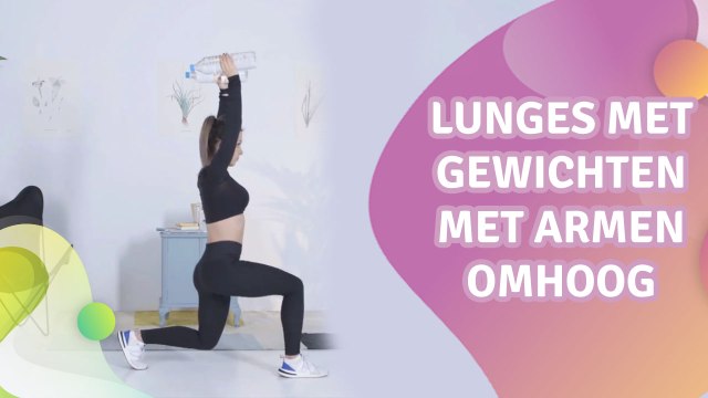 lunges met gewichten: met armen omhoog - Gezonder leven