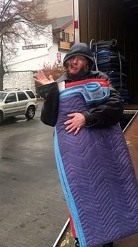 Woman Tries Walking Away with Moving Pads