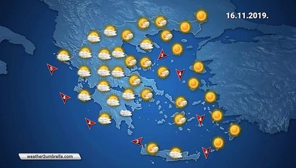 Η πρόγνωση του καιρού για το Σάββατο 16-11-2019