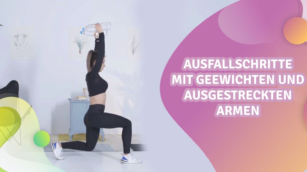 Ausfallschritte mit Geewichten und ausgestreckten Armen - Besser gesund Leben