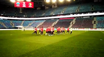 L'entraînement des Diables rouges en Russie