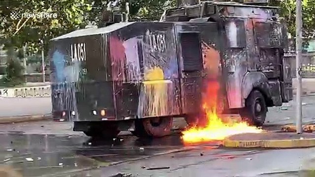 One year anniversary of police-slain Chilean leftwing activist draws memorial amid violence