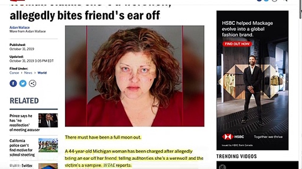 WEREWOMAN BITES FRIENDS EAR OFF