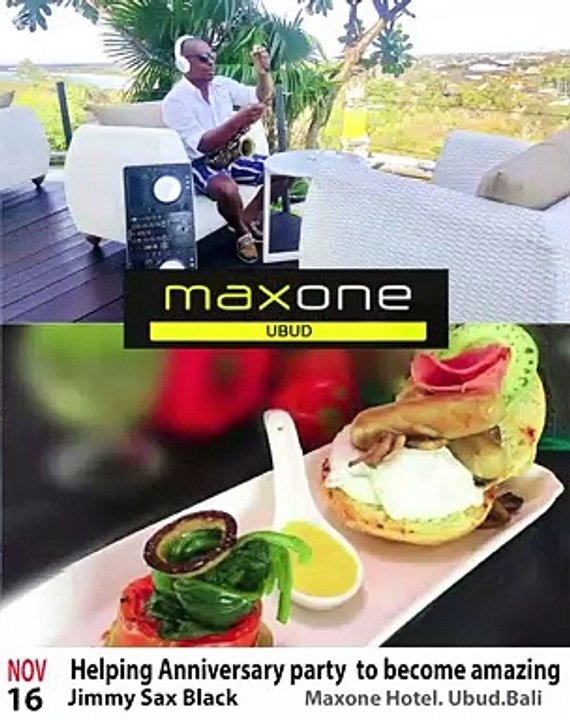helping Anniversary party to become amazing at Maxone Hotel Ubud Bali DJ Jimmy Sax Black