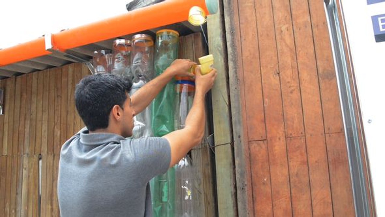Wand aus Plastikflaschen verändert das Leben der Menschen