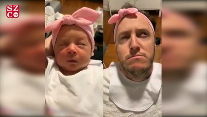 Kızının surat ifadelerini taklit eden çılgın baba