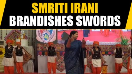 Smriti Irani performs 'Talwar Rass' at a function in Gujarat, Video viral | OneIndia News