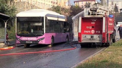 Seyir halindeki halk otobüsü yandı (2) - DÜZCE