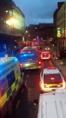 Footage shows ambulance stuck in traffic chaos in Leeds city centre