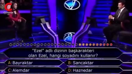Yarışmacı 'Ezel' sorusunu yanlış bildi... İmirzalıoğlu'nun tepkisi güldürdü