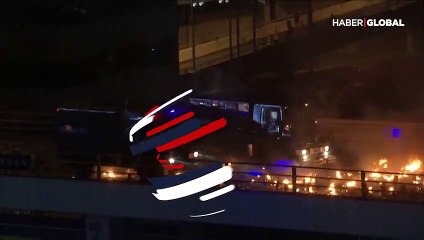 Polis aracını saniyeler içinde alev topuna çevirdiler