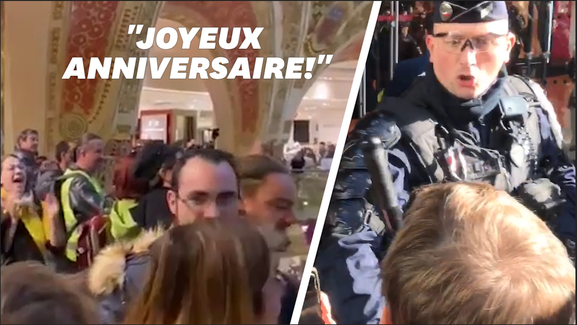 Les Gilets Jaunes Envahissent En Chansons Les Galeries Lafayette à Paris