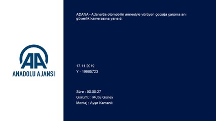 Otomobilin annesiyle yürüyen çocuğa çarpma anı güvenlik kamerasında - ADANA