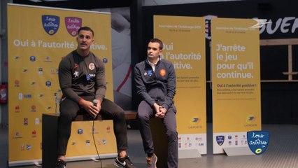Débat sur l'autorité positive avec les éléves d'un collège de Toulouse avec Pierre Brousset, arbitre de Top 14, et Sofiane Guitoune, Joueur du Stade Toulousain