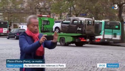 "Gilets jaunes" : la place d'Italie ravagée après les violences