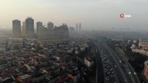 İstanbul'un birçok yerinde etkili olan sis manzaraları havadan görüntülendi