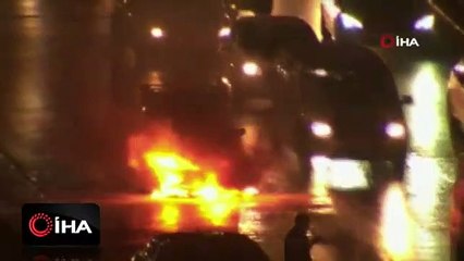 Bir anda E5'te alevler içinde kaldı!