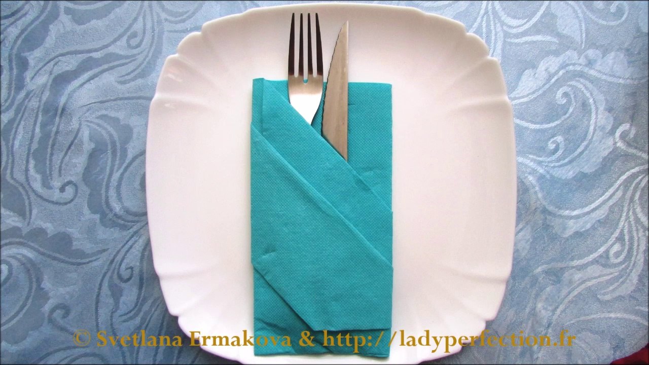 Pliage des serviettes :  Range-couvert, Pochette