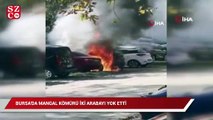Bursa'da mangal kömürü iki arabayı yok etti
