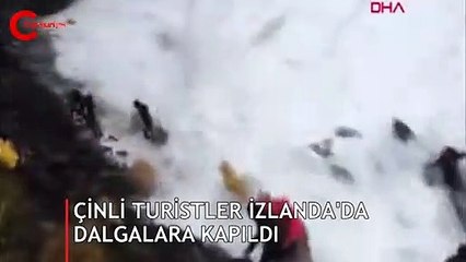 Bir anda dalgaların altında kaldılar! Korku dolu anlar kamerada