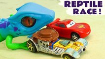 Hot Wheels Reptile Challenge with Disney Pixar Cars 3 Lightning McQueen vs Toy Story 4 & Spongebob Patrick Funling Races Full Episode English