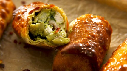 Air Fryer Avocado Spinach Artichoke Egg Rolls