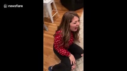 Priceless reaction as ex-college roomies fly out to STUN friend on her birthday in Chicago