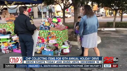 CHP Collecting Items for 10th Annual Chips for Kids Toy Drive