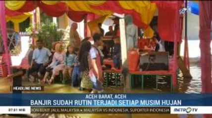 Pengantin di Aceh Barat Langsungkan Resepsi di Tengah Banjir