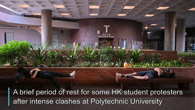 Hong Kong student protesters rest after intense clashes