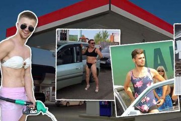 Guys spotted in russia with bikini for free petrol  | Oneindia Malayalam