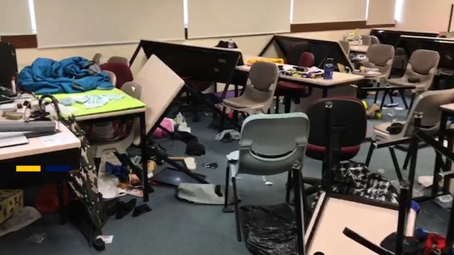 Inside the occupied Hong Kong Polytechnic University campus