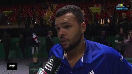 Coupe Davis 2019 - Jo-Wilfried Tsonga après avoir  donné le 1er point à la France contre le Japon