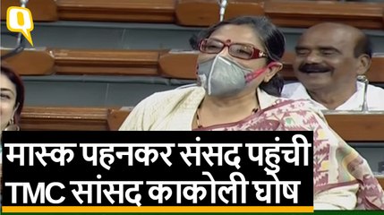 मास्क पहनकर संसद पहुंची TMC सांसद, कहा-स्वच्छ हवा मिशन क्यों नहीं?