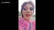 Hilarious moment drag queen struggles with eyelash extensions while riding motorcycle