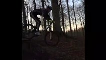 BMX Rider Jumps Off A Ledge And Fails