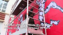 Ventes d'armes: un street artiste yéménite dévoile une fresque à Paris contre 